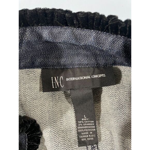 INC  denim with black  embroidery jacket size L - Picture 4 of 10